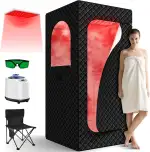 Tragbare Dampfsauna Infrarot Sauna für Zuhause - Dampfgenerator für Dampfbad mit 660nm Red Light Therapy, 3L 1200W Schnellaufheizung Dampferzeuger mit Fernbedienung, Portable Sauna zur Entspannung