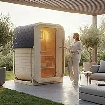 WELCON® EASYHEAT Solo Fasssauna Outdoor 120x120x194 cm – Gartensauna aus Fichten