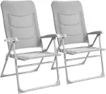 Clevich Aluminium Gartenstuhl Hochlehner Verstellbar bis 150kg, 2er Set, 3D Gesteppte & Netzgeweb...