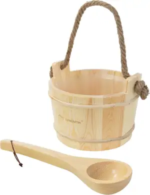LuxeBath Saunazubehör-Set aus massivem Kiefernholz, Sauna Set 2-tlg, Aufgusskübe