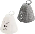 2 Stück Filz-Saunahut,Ideales Sauna Hut für Damen und Herren,Gute Qualität Saunamütze,Paar Sauna Zubehör,Sauna Mütze,Saunahut Filz,für Saunaliebhaber ein Wellness Erlebnis (weiß grau)