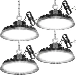 UFO LED Werkstattlampe Superhelle Werkstatt Deckenleuchte Dimmbare 6000K Schwarz
