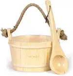 WILLOWYBE Handgefertigtes Saunakübel und Schöpflöffel aus Holz zur Körperentspannung und zum Schwitzen - Perfektes Sauna-Zubehör für Heimsaunen - Ideal für Freunde und Familie