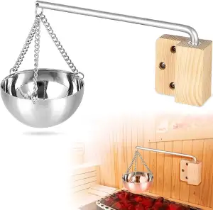 Aroma Schüssel Sauna, 350 ML Edelstahl Aroma Schüssel mit Zubehör, für Spa Sauna Verdampferschale Hängend Schüssel Tasse ätherische Öl Schüssel Sauna Raumzubehör