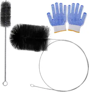 Reinigungsbürste Set mit 2m Ofenrohrbürste + Stahlborsten + Griffhandschuhe, Sch