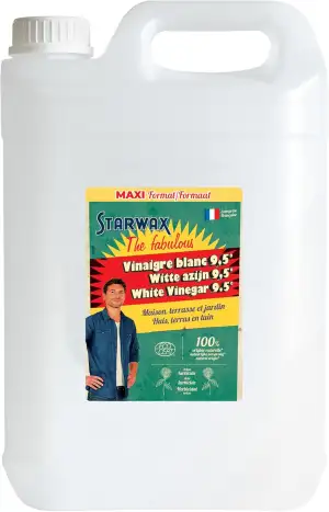 STARWAX THE FABULOUS - Weißer Essig 9,5° - Entkalkt das Badezimmer - Reinigt die Fenster - Desodoriert die Toiletten und vieles mehr - Made in France - 6L
