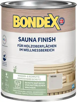 Bondex Sauna Finish Weiß 1 L für 12 m² | Wasser- und schmutzabweisend | Schutz a