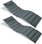 Nexos Divero Liegenauflage – 2er Set Auflage Polster für Sonnenliege Gartenliege Holzliege Saunaliege mit Kopfkissen – bequem hochwertig robust – anthrazit