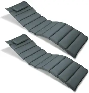 Nexos Divero Liegenauflage – 2er Set Auflage Polster für Sonnenliege Gartenliege Holzliege Saunaliege mit Kopfkissen – bequem hochwertig robust – anthrazit