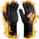 Reinalin Grillhandschuhe Hitzebeständig bis 800°C, Ofenhandschuhe Topfhandschuhe Feuerfeste Hands...