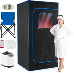 COSTWAY 3L Dampfsauna 1200W, Saunazelt mit 15-stufige Temperaturregelung, Fernbe