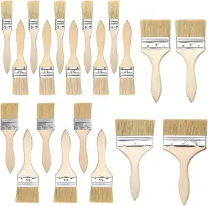 20 Stück Pinselset Malerbedarf, Profi Pinsel Set, Flachpinsel Set, Malerpinsel mit Holzgriff, Lasurpinsel, Lackpinsel für Lacke zum Malen von Wand Decke Möbel Streichen DIY, 1/1,5/2/2,5/3/4/5 Zoll