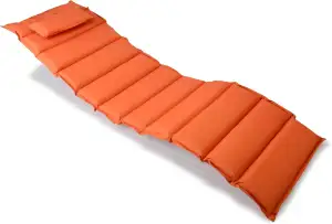 Nexos Divero Liegenauflage – Auflage gesteppt Polster für Sonnenliege Gartenliege Holzliege Saunaliege mit Kopfkissen – bequem hochwertig robust – orange