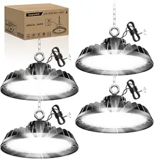 4 Stück UFO 240W LED Deckenleuchte Werkstattlampe Dimmbare 0-10V LED Hallenstrah