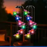 Maximex LED Windspiel Mod. Schmetterling Solar, 2er Set, wetterfestes, solarbetriebenes Garten-Windspiel, leuchtet im Dunkeln, mit Solar-Panel und Aufhängehaken, 12,5 x 78 x 12,5 cm, bunt