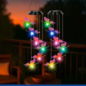 Maximex LED Windspiel Mod. Schmetterling Solar, 2er Set, wetterfestes, solarbetr