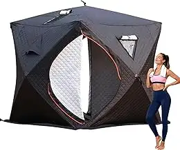 Outdoor-Sauna, 1,80m x 1,80m x 2,10m Tragbares isoliertes Saunazelt, Schnee- Win