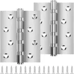 2 Stück Schwerlast Kugellagerscharniere 10cm, Bolatus Türscharnier Silber Edelstahl Scharniere Scharnier mit 8 Löchern für Massive Türen Gartentor Innen Außen (100x76x13 mm)