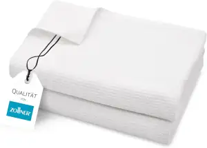 ZOLLNER 2er Set Saunatücher in 70x180 cm - langlebige Badetücher in weiß - mit p