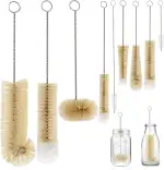 MASTERTOP Flaschenbürste Set,9-Teiliges Lang Flaschenbürsten Reinigungsbürste mit Flauschiger Pom...
