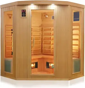 Dewello® Infrarotkabine Infrarotsauna Haley 160x160 für 2-4 Personen aus Hemlock