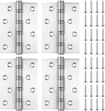 4 Stk Scharniere Klappbar,Schwerlastscharnier Edelstahl Scharniere,Türscharnier Schwerlast Scharnierband,Heavy Duty Hinges,Kugellager Türscharniere für Holztüren Gartentor Außen Innen(100x73x2 mm)