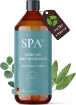 Saunaaufguss 1000ml Atemruhe (Eukalyptus & Salbei) – Sauna Zubehör & Sauna Aufgussmittel für intensiven Saunaduft – mit Bio-Ethanol, ohne Emulgatoren, recycelte Flasche | Made in Germany