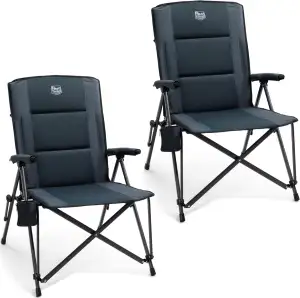 TIMBER RIDGE Campingstuhl Faltbar Breiter Sitz 55cm XXL Klappstuhl Camping Gepolstert Hohe Rücken...