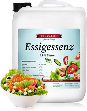 Feinwälder® Essigessenz 25% Säure im 5 kg Kanister | weißer Haushaltsessig | natürlicher Essigreiniger und Entkalker I Essig (1 stk.)