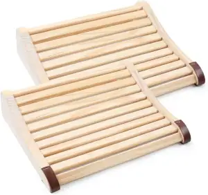 2 Stück Sauna Kopfstütze Holz, Rutschfestes Ergonomisches Saunazubehör für Entsp