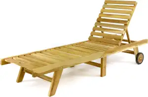 SONLEX Naturklapp-Liege aus unbehandeltem Teakholz - Gartenliege für Balkon und 