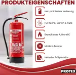 PROTEX – 2 Pulver-Feuerlöscher – Protex PDE 6 Pulverfeuerlöscher – 6 kg – für die Brandklassen ABC – DIN EN 3 und CE – je 9,5 kg – mit praktischer Halterung – mit Prüfplakette – Made in EU