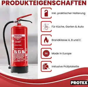 PROTEX – 2 Pulver-Feuerlöscher – Protex PDE 6 Pulverfeuerlöscher – 6 kg – für di