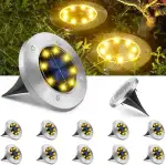 Solarleuchten für den Garten im Freien, Solarbetriebene Terrassen-Bodenleuchten, 8 LED-Wegebeleuchtung für den Außenbereich, IP65, wasserdicht, für Garten, Rasen, Hof, Landschaft（Warmweiß）-12 Stück