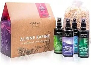 AllgäuQuelle® Bio Infrarotkabinen-Spray-Set mit 100% Bio-Raumduft 4x100ml - ✓ Allgäuer Erfrischun...