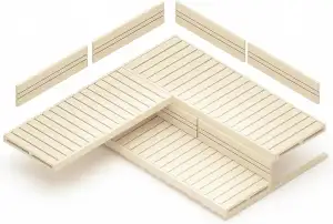 Suleno Saunabank Set VISBY, 3 Saunaliegen 4 Rückenlehnen 2 Bankblenden Ast-, har