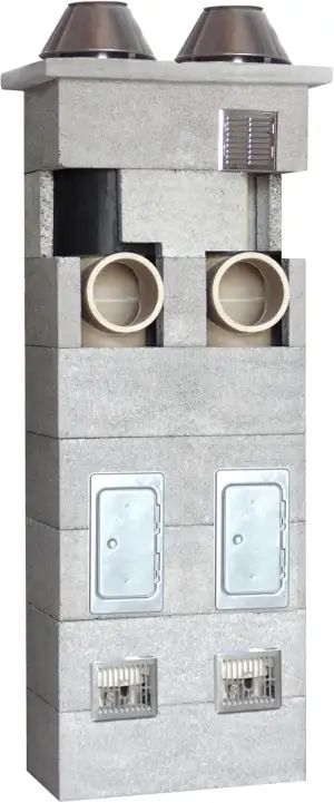 Keramik Schornstein NIKO GERMANY 8,5m zweizügig isoliert massiv Bausatz NIKO Kam