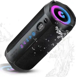 Bluetooth Lautsprecher mit Licht, Bluetooth 5.4 Musikbox,30W Dual Lautsprecher, LED Anzeige & 30 Std Akku,Dualen Bass-Treibern, IPX7 wasserdicht,TWS Paarung, AUX,TF Karte,Geeignet Outdoor/Party/Reisen