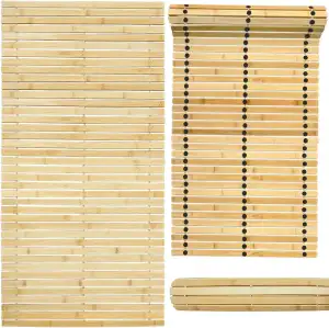 Badematte Holz Sauna Bodenrost Rollrost Fussmatte aus Bambus 100 x 50 cm, Sauna 