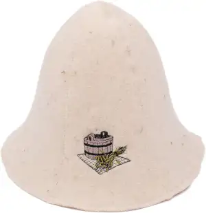 Saunahut aus 100% Schafwolle mit Stickerei – Natürlicher Filzhut für Sauna & Wel