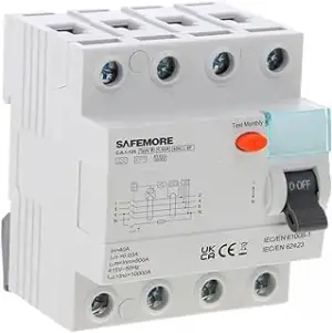 FI Schutzschalter Typ B 40A 4polig (3P+N) 30mA, SAFEMORE RCCB Fehlerstromschutzs