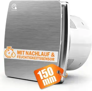 Badlüfter 150mm mit Feuchtigkeitssensor & Nachlauf, 18W Leiser Abluftventilator 