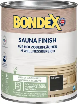 Bondex Sauna Finish Schwarz 1 L für 12 m² | Wasser- und schmutzabweisend | Schut