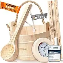 WASSERFELD® Sauna Eimer Set (4 Liter) - Hochwertiger Sauna Eimer mit Kelle, Sand