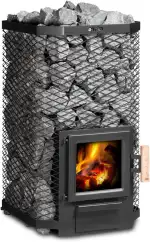 FinTec ARTHUR Holz-Saunaofen 11,8 kW I 180 kg Steinvolumen I Große Glastür I Ideal für Finnische Sauna oder Außensauna I Umweltfreundlich I Made in Germany