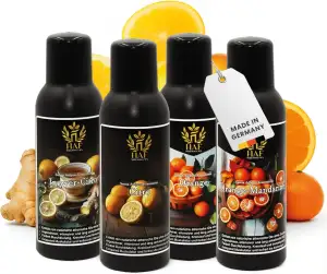 HAF Saunaaufguss Set „Zitrusfrüchte“ - 4 x 100ml Sauna Aufgussmittel Citro, Ingw