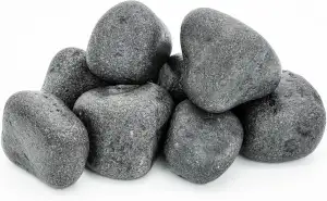 Saunasteine Olivin-Diabas 15 kg – Abgerundet, 10–15 cm | Hohe Wärmespeicherung, Hohe Haltbarkeit ...