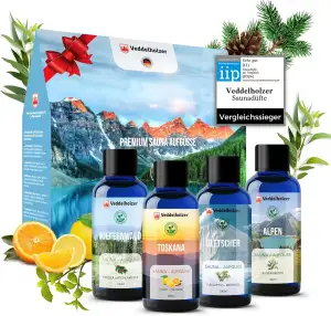 Veddelholzer BIO Saunaaufguss aus 100% naturreinen ätherischen Ölen 4 x 100 ml v