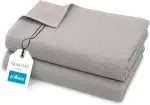 ZOLLNER 2er Set Saunatücher in 70x180 cm - langlebige Badetücher in grau - mit praktischem Aufhänger - Zeitloses Waffelmuster - waschbar bis 95°C - Baumwolle - Hotelqualität