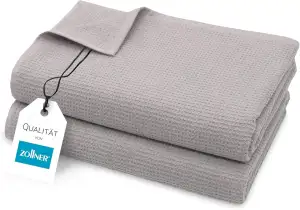 ZOLLNER 2er Set Saunatücher in 70x180 cm - langlebige Badetücher in grau - mit p